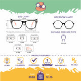 SeeSaw Unisex Blue Lens Light Blue Hexagon Sunglasses with 100% UV Protection - SS 3538 C2 46/16