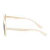 SeeSaw Unisex Blue Lens White Hexagon Sunglasses with 100% UV Protection
