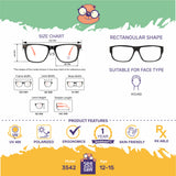 SeeSaw Girls Blue Lens Purple Rectangle Sunglasses with 100% UV Protection - SS 3542 C1 48/16