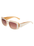 SCOTT Womens Smoke Brown Lens White Peach Rectangle Sunglasses with 100% UV Protection-Scott 3029 Meredith C2 S