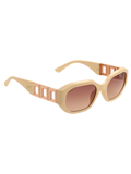 SCOTT Womens Smoke Brown Lens Peach Rectangle Sunglasses with 100% UV Protection-Scott 3047 Tiffany C2 S