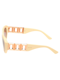 SCOTT Womens Smoke Brown Lens Peach Rectangle Sunglasses with 100% UV Protection-Scott 3047 Tiffany C2 S