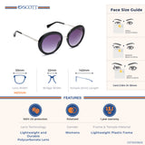 Scott Gradient Grey Lens Round Sunglass Full Rim Silver Frame With 100% Uv Protected - Scott 503 C3 Mia 55 S
