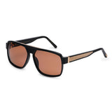 ZILLI Unisex Brown Lens Brown Gold Square Sunglasses with 100% UV Protection.