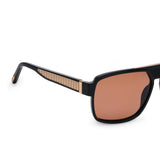ZILLI Unisex Brown Lens Brown Gold Square Sunglasses with 100% UV Protection.