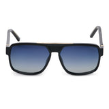 ZILLI Unisex Blue Lens Black Gold Square Sunglasses with 100% UV Protection.