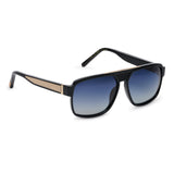 ZILLI Unisex Blue Lens Black Gold Square Sunglasses with 100% UV Protection.