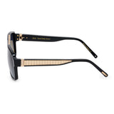 ZILLI Unisex Blue Lens Black Gold Square Sunglasses with 100% UV Protection.