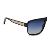 ZILLI Unisex Blue Lens Black Gold Square Sunglasses with 100% UV Protection.