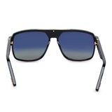 ZILLI Unisex Blue Lens Black Gold Square Sunglasses with 100% UV Protection.