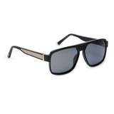 ZILLI Unisex Black Lens Black Gold Square Sunglasses with 100% UV Protection.