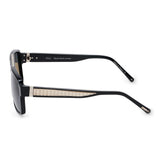 ZILLI Unisex Black Lens Black Gold Square Sunglasses with 100% UV Protection.