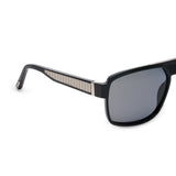 ZILLI Unisex Black Lens Black Gold Square Sunglasses with 100% UV Protection.