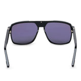 ZILLI Unisex Black Lens Black Gold Square Sunglasses with 100% UV Protection.