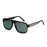 ZILLI Unisex Grey Lens Black Gold Square Sunglasses with 100% UV Protection.