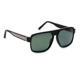 ZILLI Unisex Grey Lens Black Gold Square Sunglasses with 100% UV Protection.