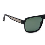 ZILLI Unisex Grey Lens Black Gold Square Sunglasses with 100% UV Protection.