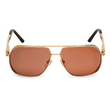 ZILLI Men Brown Lens Gold Rectangle With Rounded Corners
 Sunglasses with 100% UV Protection.