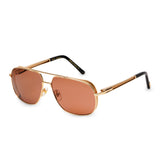 ZILLI Men Brown Lens Gold Rectangle With Rounded Corners
 Sunglasses with 100% UV Protection.