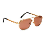 ZILLI Men Brown Lens Gold Rectangle With Rounded Corners
 Sunglasses with 100% UV Protection.