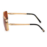 ZILLI Men Brown Lens Gold Rectangle With Rounded Corners
 Sunglasses with 100% UV Protection.