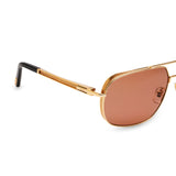 ZILLI Men Brown Lens Gold Rectangle With Rounded Corners
 Sunglasses with 100% UV Protection.