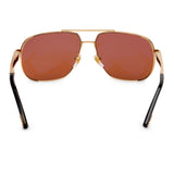 ZILLI Men Brown Lens Gold Rectangle With Rounded Corners
 Sunglasses with 100% UV Protection.