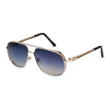 ZILLI Men Blue Lens Silver Rectangle With Rounded Corners
 Sunglasses with 100% UV Protection.