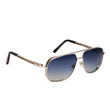 ZILLI Men Blue Lens Silver Rectangle With Rounded Corners
 Sunglasses with 100% UV Protection.