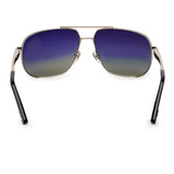 ZILLI Men Blue Lens Silver Rectangle With Rounded Corners
 Sunglasses with 100% UV Protection.