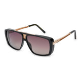 ZILLI Men Black Lens Black Gold Square Sunglasses with 100% UV Protection.