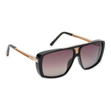 ZILLI Men Black Lens Black Gold Square Sunglasses with 100% UV Protection.