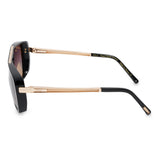 ZILLI Men Black Lens Black Gold Square Sunglasses with 100% UV Protection.