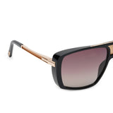 ZILLI Men Black Lens Black Gold Square Sunglasses with 100% UV Protection.