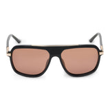 ZILLI Men Brown Lens Black Gold Square Sunglasses with 100% UV Protection.