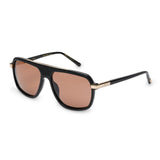 ZILLI Men Brown Lens Black Gold Square Sunglasses with 100% UV Protection.