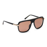 ZILLI Men Brown Lens Black Gold Square Sunglasses with 100% UV Protection.