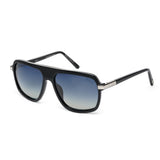 ZILLI Men Blue Lens Black Silver Square Sunglasses with 100% UV Protection.