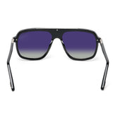 ZILLI Men Blue Lens Black Silver Square Sunglasses with 100% UV Protection.