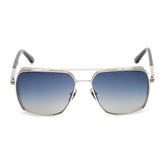 ZILLI Men Black Lens Silver Square Sunglasses with 100% UV Protection.