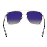 ZILLI Men Black Lens Silver Square Sunglasses with 100% UV Protection.