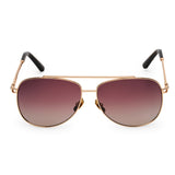 ZILLI Unisex Brown Lens Gold Aviator Sunglasses with 100% UV Protection.