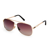 ZILLI Unisex Brown Lens Gold Aviator Sunglasses with 100% UV Protection.
