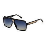 ZILLI Men Black Lens Black Square Sunglasses with 100% UV Protection.