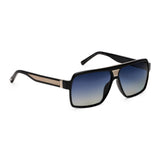 ZILLI Men Black Lens Black Square Sunglasses with 100% UV Protection.
