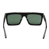 ZILLI Men Black Lens Black Silver Square Sunglasses with 100% UV Protection.