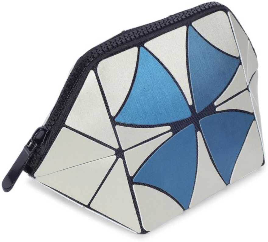 BAOMI Geometric Cosmetic Pouch Soft White/Blue Handbag