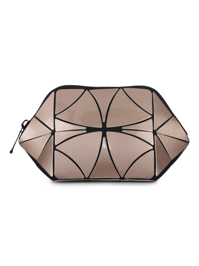 BAOMI Geometric Cosmetic Pouch Soft Gold Handbag
