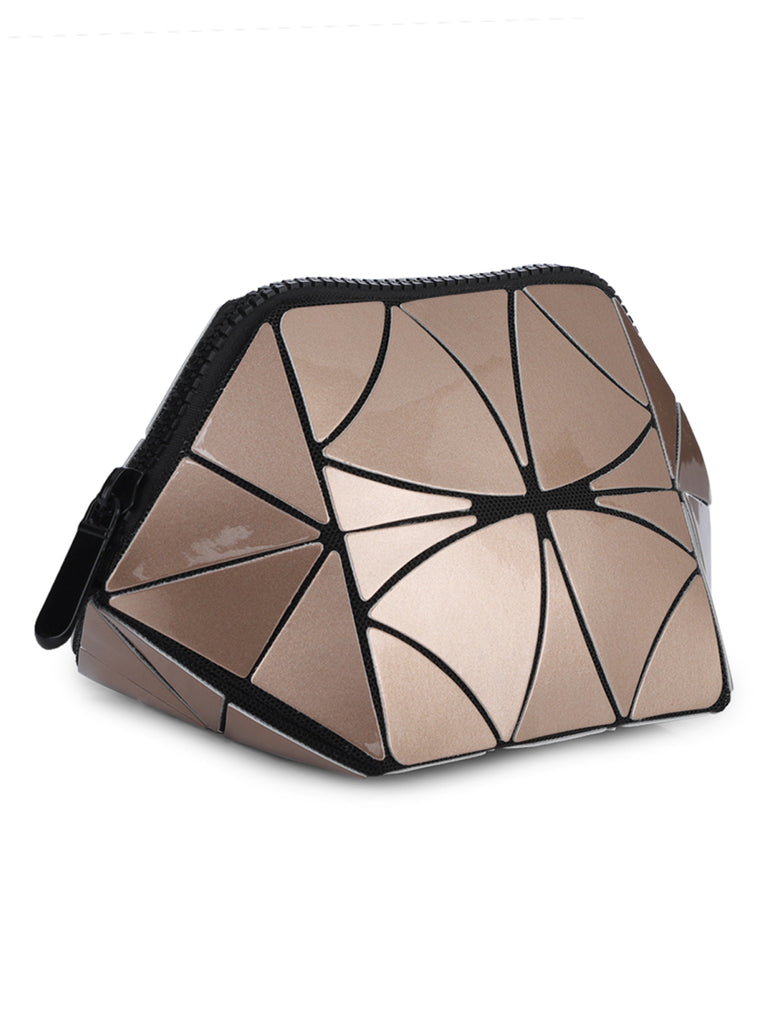 BAOMI Geometric Cosmetic Pouch Soft Gold Handbag