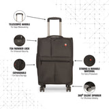 SWISSBRAND C VEVEY Range Black Color Soft Cabin Luggage